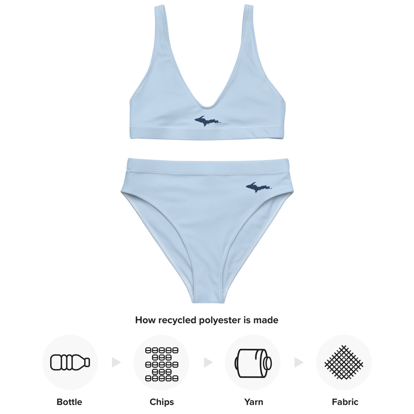 Michigan Upper Peninsula High-Waisted Bikini (w/ Dual UP Outlines) | Light Blue