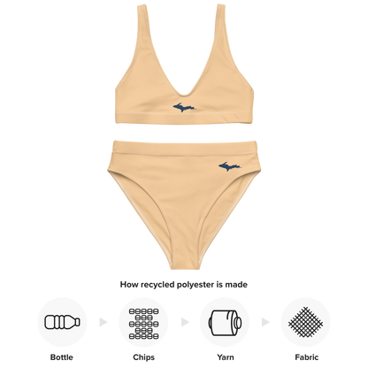 Michigan Upper Peninsula High-Waisted Bikini (w/ Dual UP Outlines) | Pale Apricot