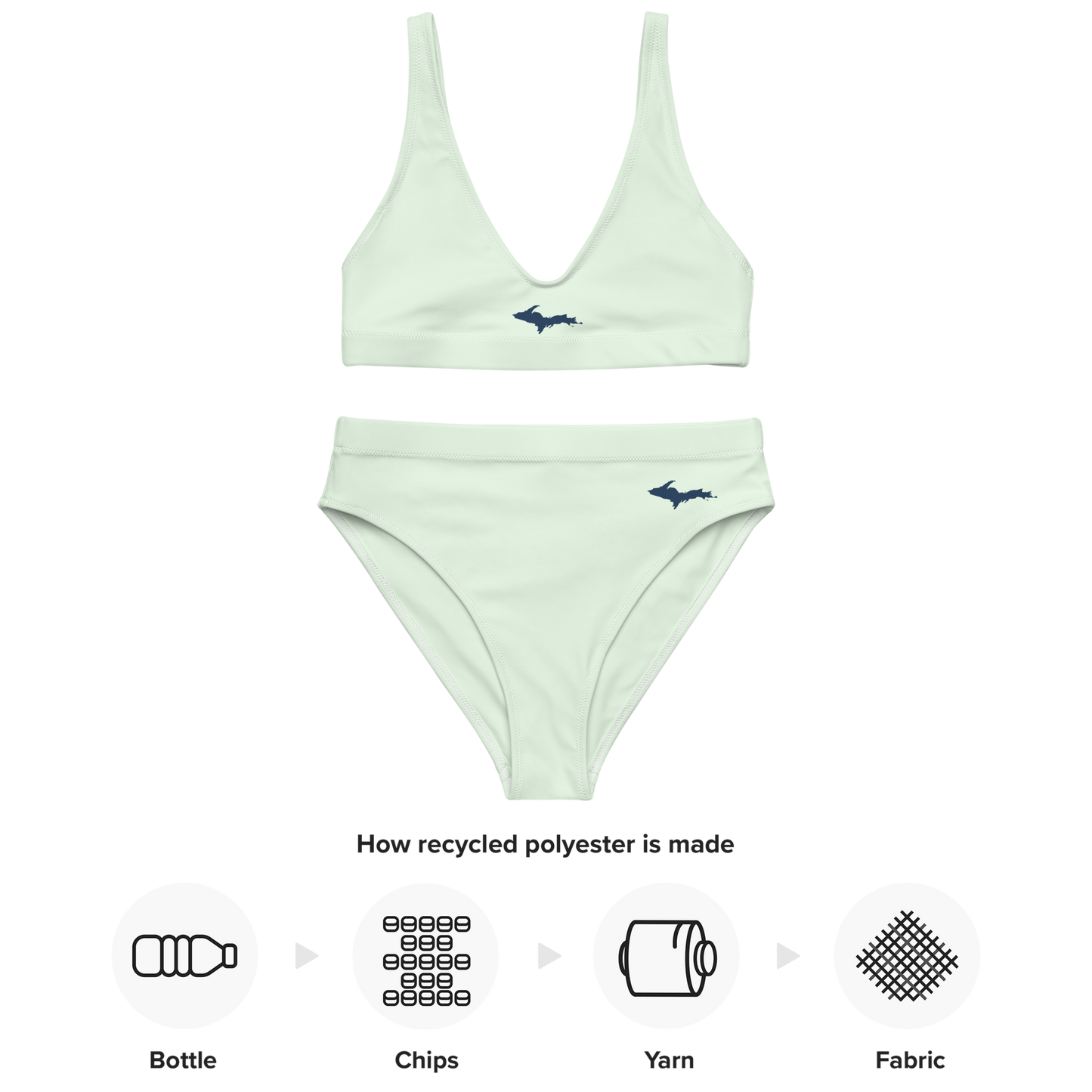 Michigan Upper Peninsula High-Waisted Bikini (w/ Dual UP Outlines) | Dew Green