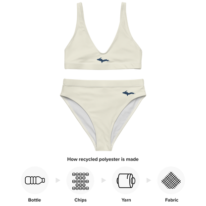 Michigan Upper Peninsula High-Waisted Bikini (w/ Dual UP Outlines) | Ivory White