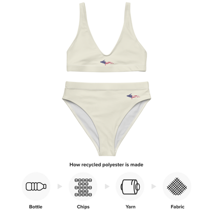 Michigan Upper Peninsula High-Waisted Bikini (w/ UP USA Flag) | Ivory White