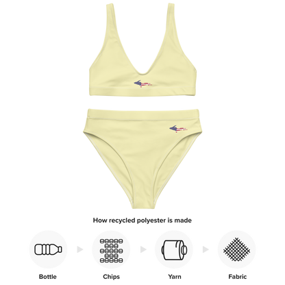 Michigan Upper Peninsula High-Waisted Bikini (w/ UP USA Flag) | Canary Yellow