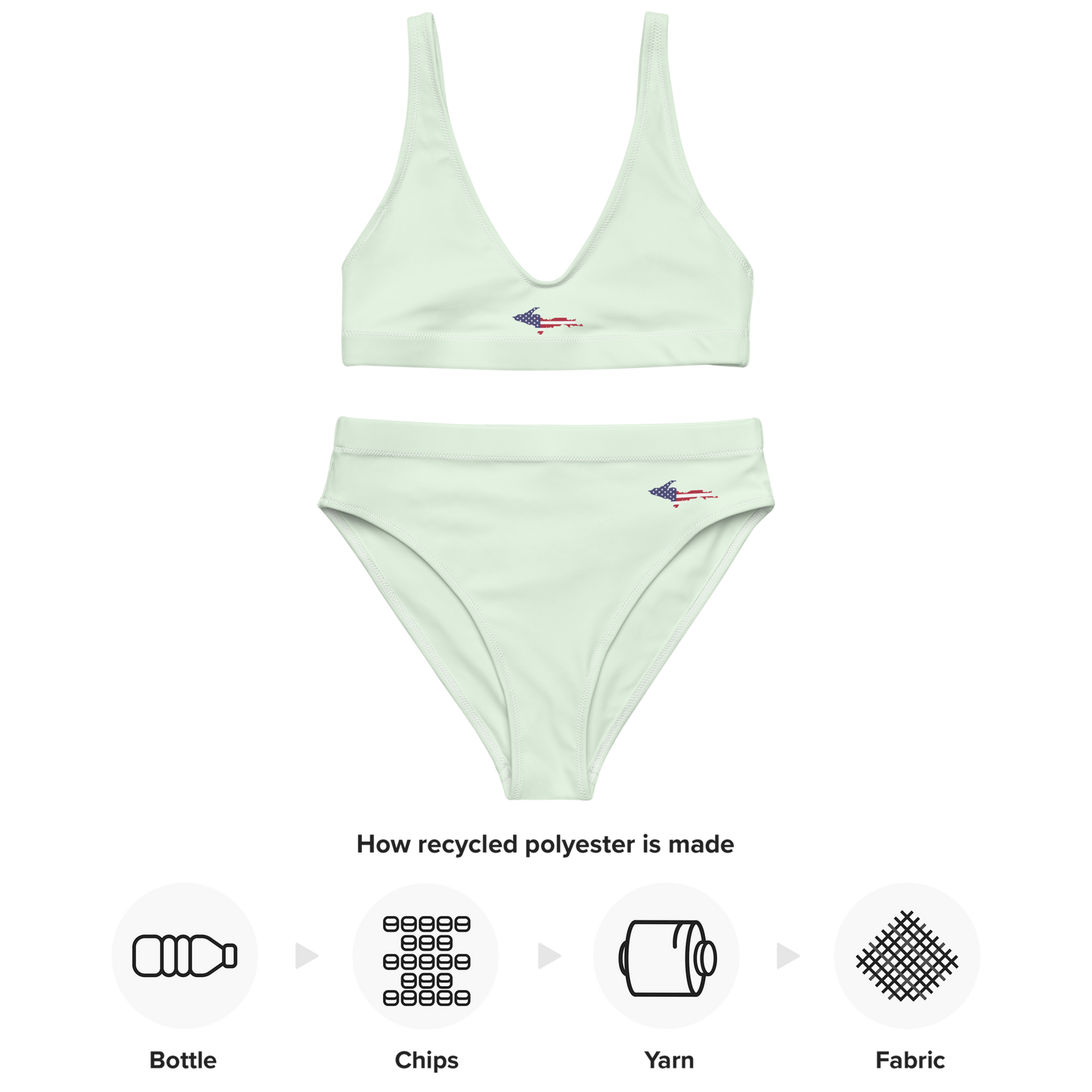 Michigan Upper Peninsula High-Waisted Bikini (w/ UP USA Flag) | Dew Green