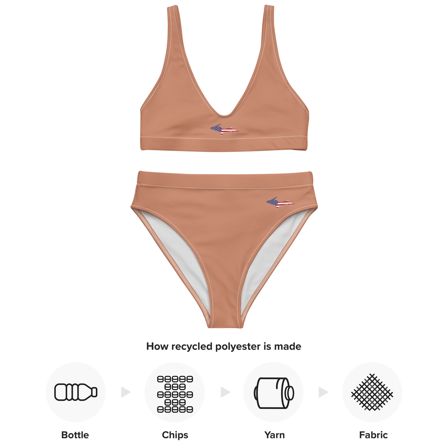 Michigan Upper Peninsula High-Waisted Bikini (w/ UP USA Flag) | Copper Color