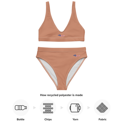 Michigan Upper Peninsula High-Waisted Bikini (w/ UP USA Flag) | Copper Color