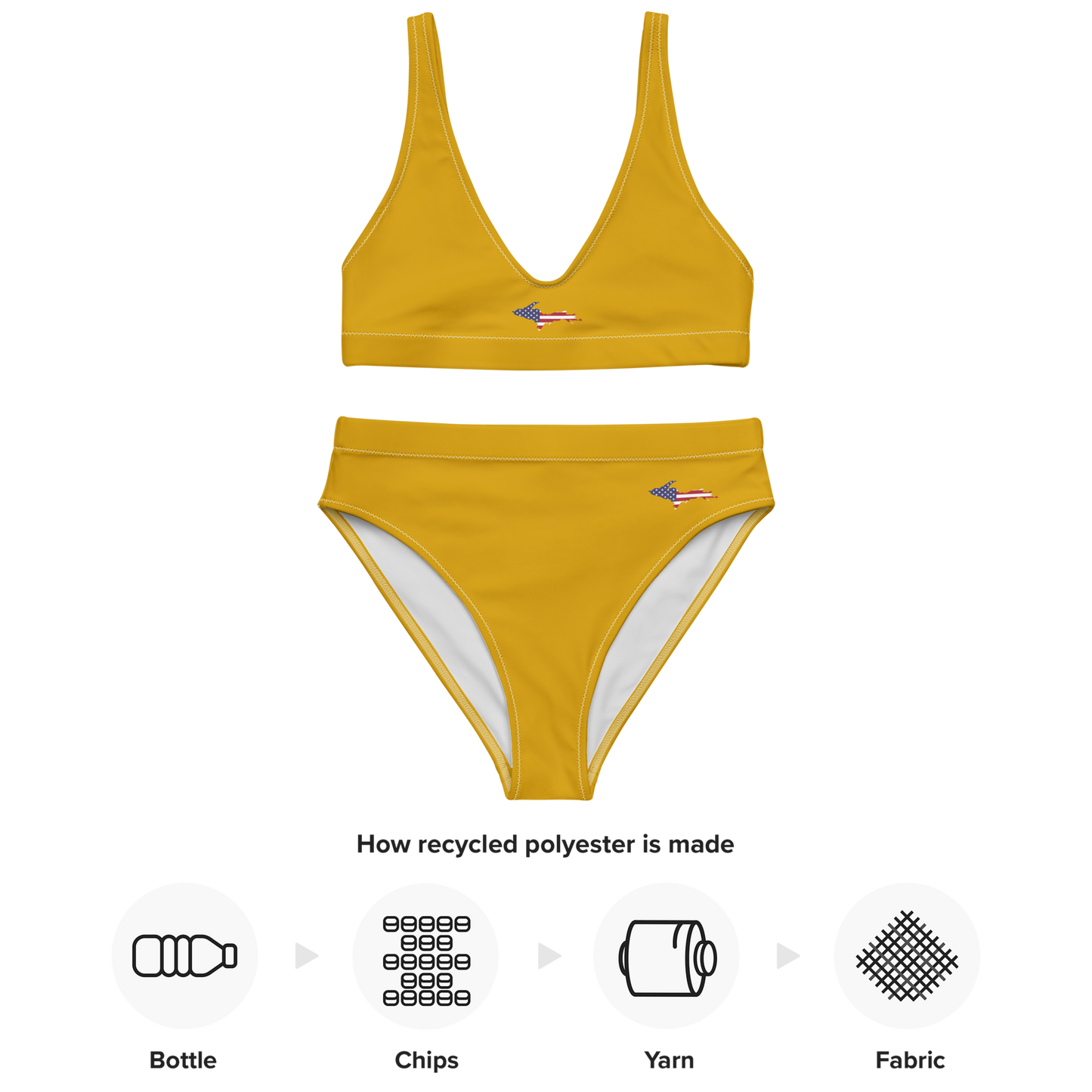 Michigan Upper Peninsula High-Waisted Bikini (w/ UP USA Flag) | Gold