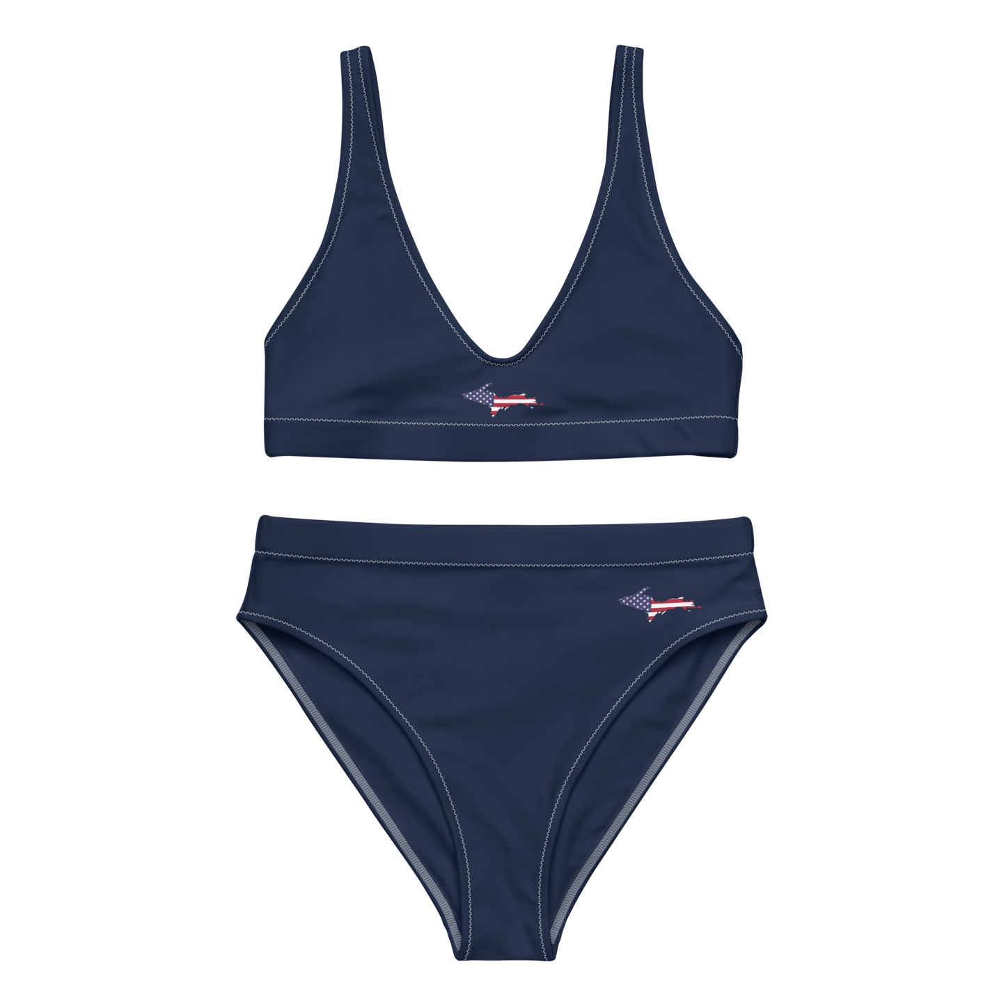 Michigan Upper Peninsula Bikini (w/ UP USA Flag Outline) | High-Waisted - Navy