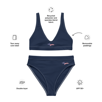 Michigan Upper Peninsula Bikini (w/ UP USA Flag Outline) | High-Waisted - Navy