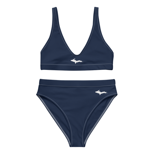 Michigan Upper Peninsula HIgh-Waisted Bikini (w/ Dual UP Outlines) | Navy