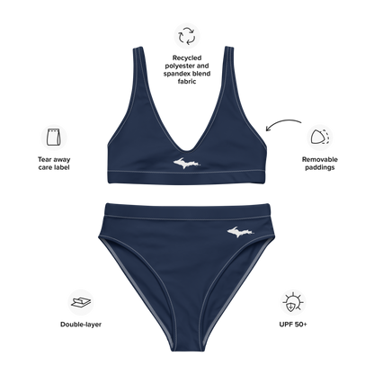 Michigan Upper Peninsula HIgh-Waisted Bikini (w/ Dual UP Outlines) | Navy