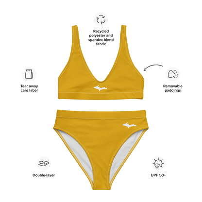 Michigan Upper Peninsula High-Waisted Bikini (w/ Dual UP Outlines) | Gold