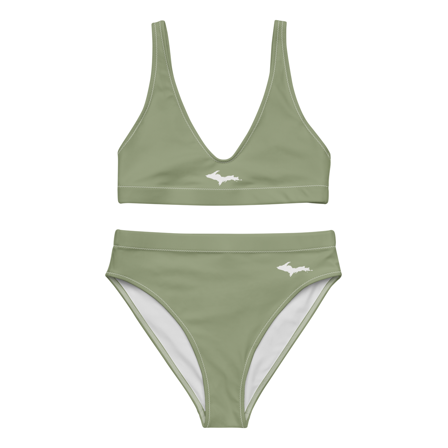 Michigan Upper Peninsula High-Waisted Bikini (w/ Dual UP Outlines) | Beachgrass Green