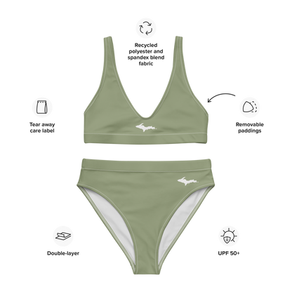 Michigan Upper Peninsula High-Waisted Bikini (w/ Dual UP Outlines) | Beachgrass Green