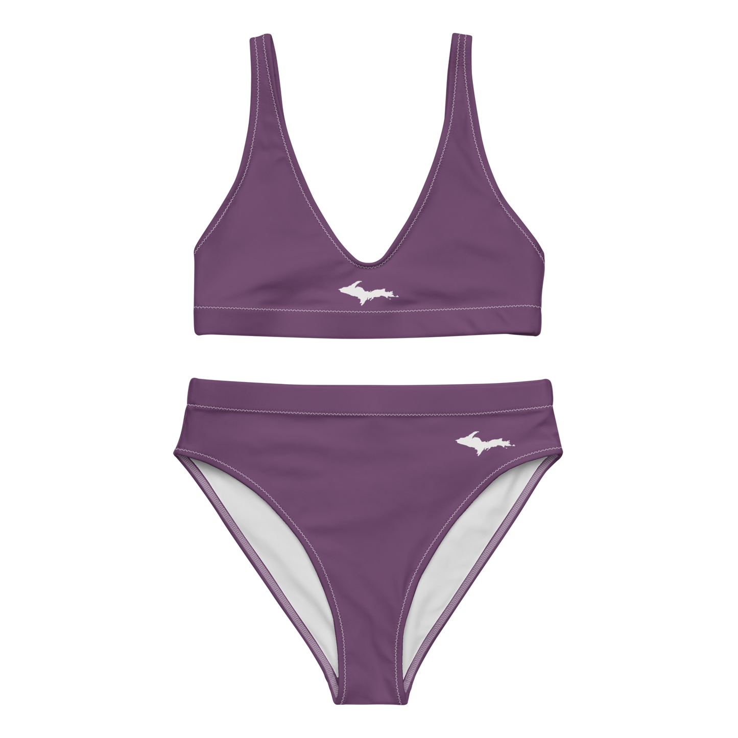 Michigan Upper Peninsula High-Waisted Bikini (w/ Dual UP Outlines) | Plum