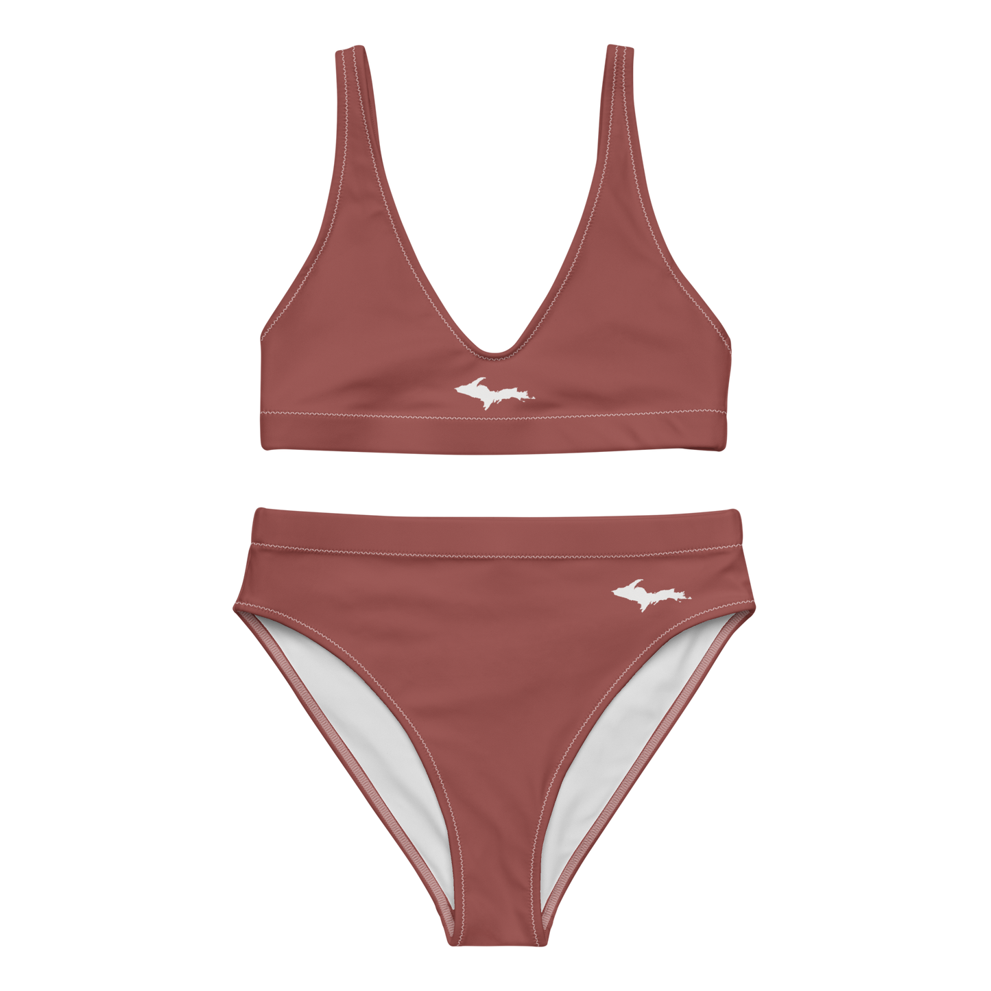 Michigan Upper Peninsula High-Waisted Bikini (w/ Dual UP Outlines) | Ore Dock Red