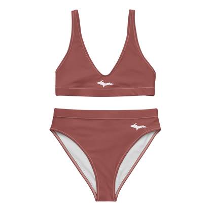 Michigan Upper Peninsula High-Waisted Bikini (w/ Dual UP Outlines) | Ore Dock Red