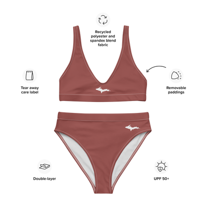 Michigan Upper Peninsula High-Waisted Bikini (w/ Dual UP Outlines) | Ore Dock Red