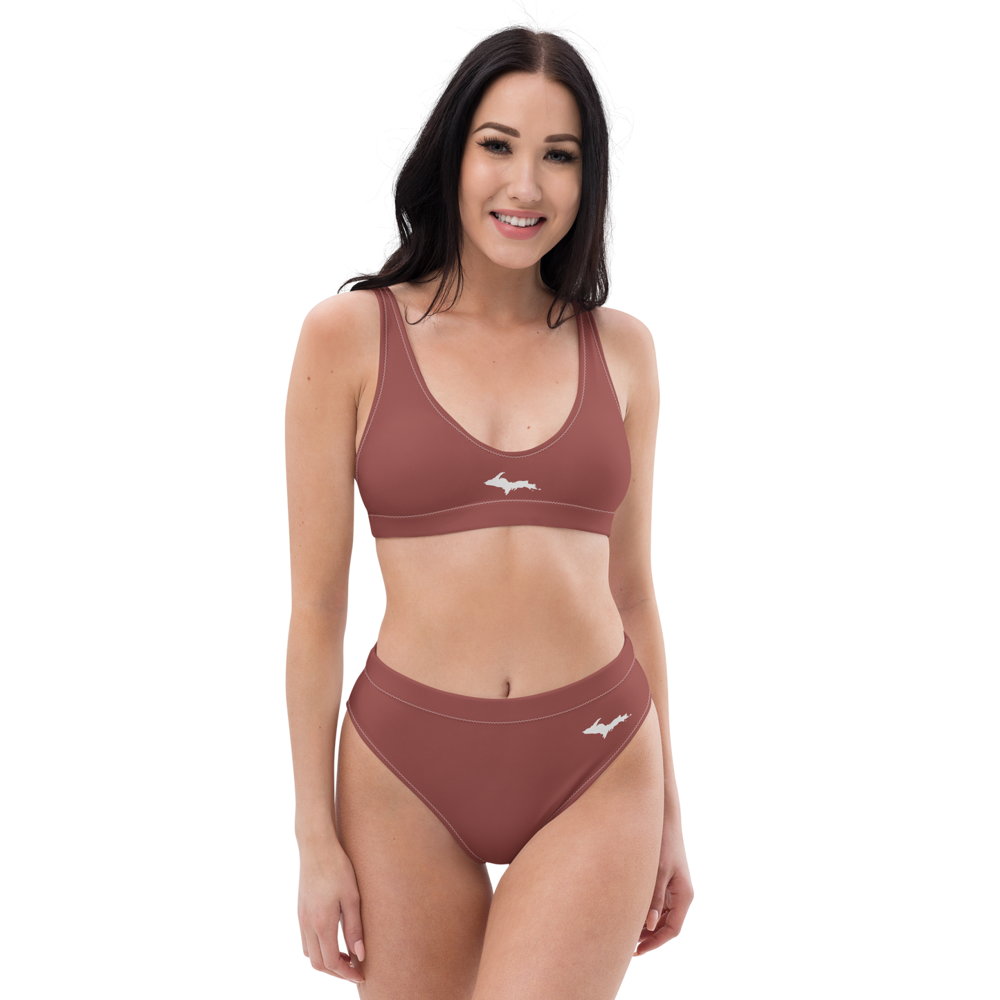 Michigan Upper Peninsula High-Waisted Bikini (w/ Dual UP Outlines) | Ore Dock Red