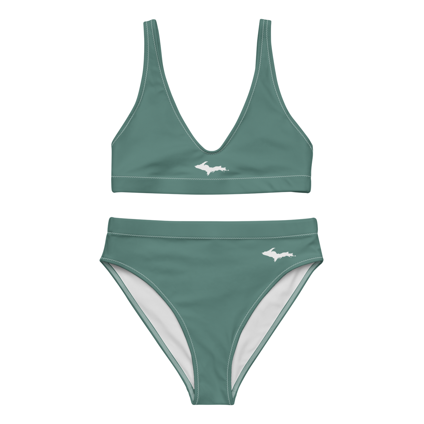 Michigan Upper Peninsula High-Waisted Bikini (w/ Dual UP Outlines) | Copper Green