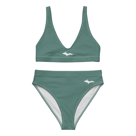 Michigan Upper Peninsula High-Waisted Bikini (w/ Dual UP Outlines) | Copper Green