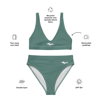 Michigan Upper Peninsula High-Waisted Bikini (w/ Dual UP Outlines) | Copper Green