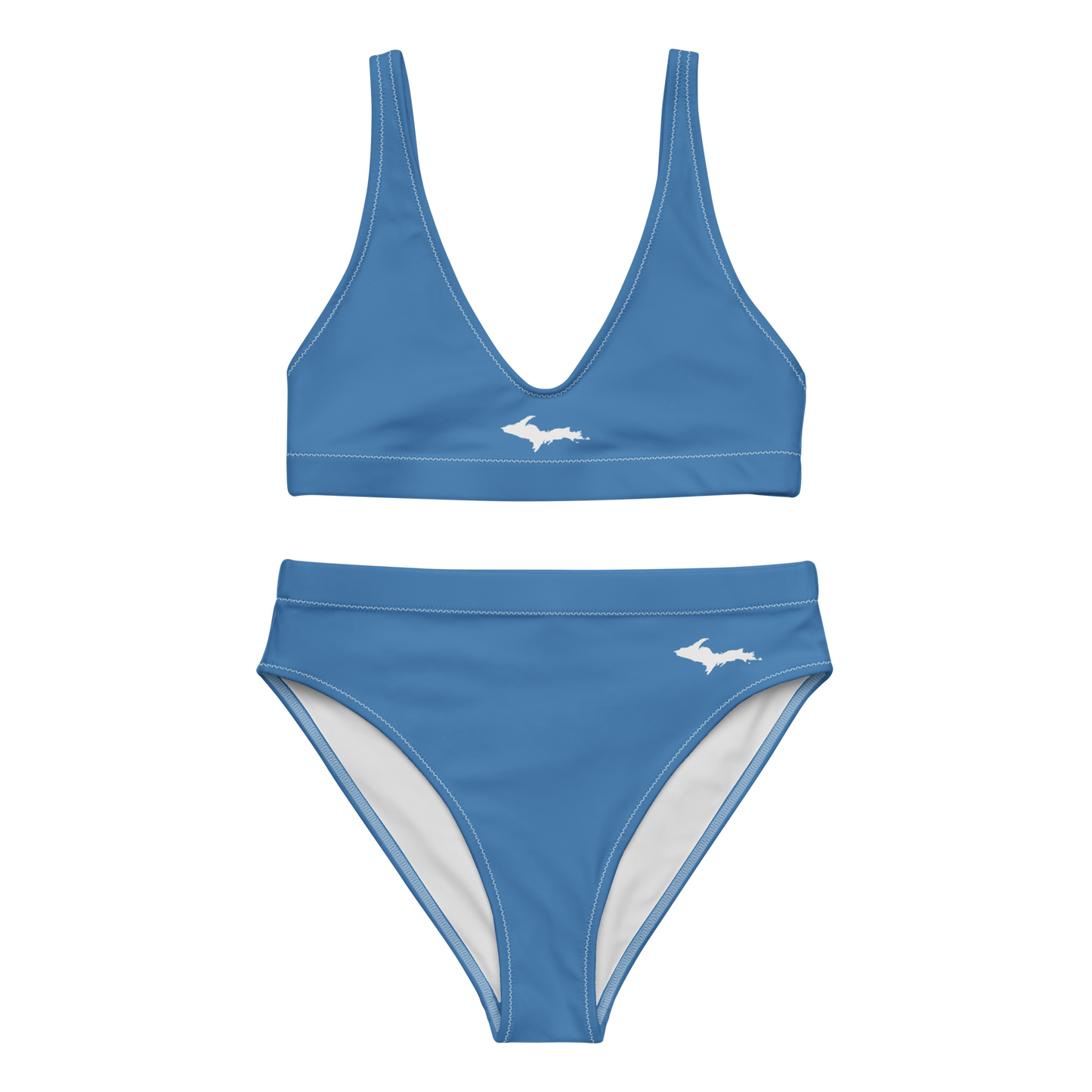 Michigan Upper Peninsula High-Waisted Bikini (w/ Dual UP Outlines) | Lake Superior Blue