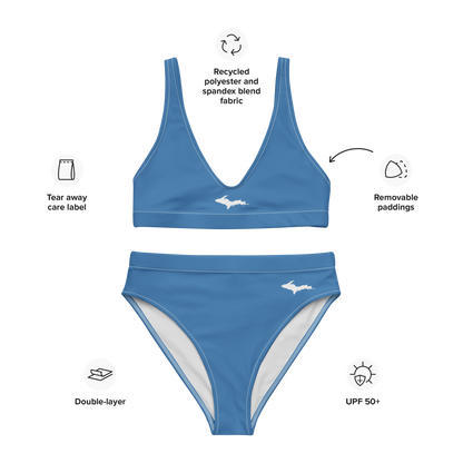 Michigan Upper Peninsula High-Waisted Bikini (w/ Dual UP Outlines) | Lake Superior Blue