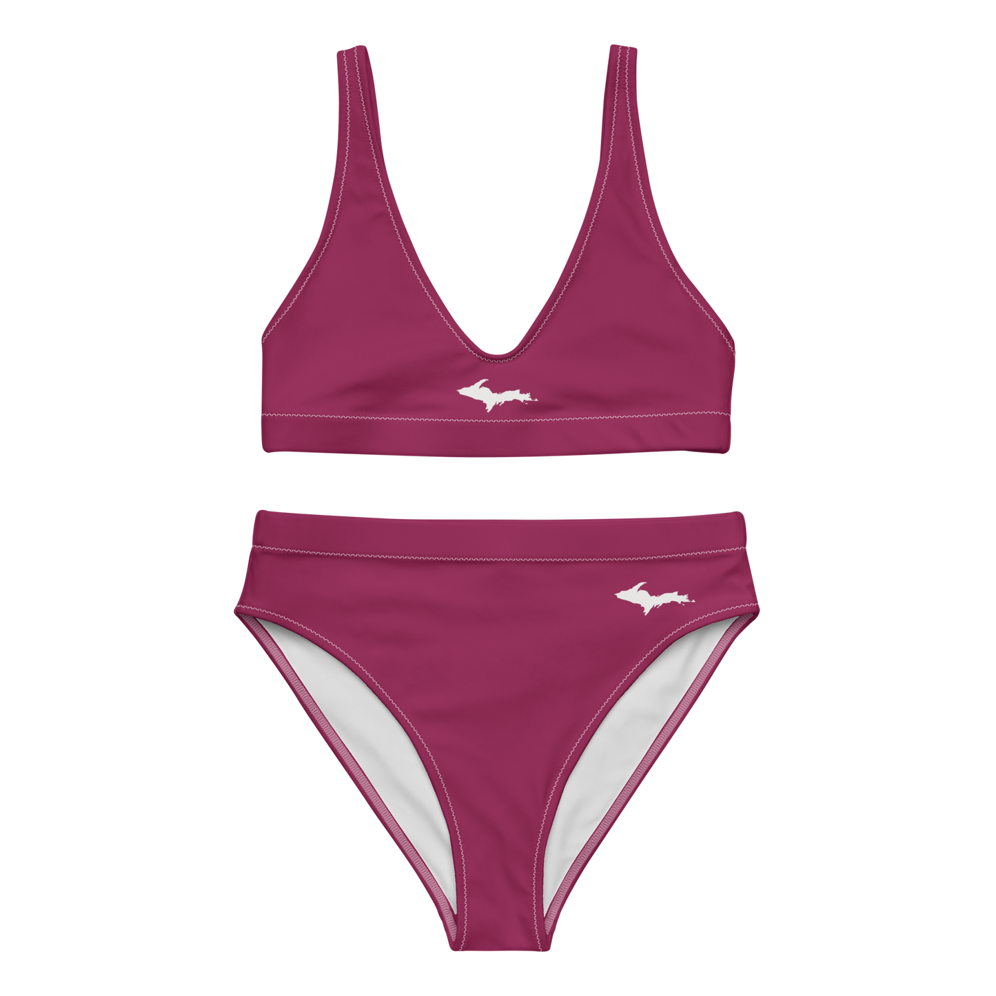 Michigan Upper Peninsula High-Waisted Bikini (w/ Dual UP Outlines) | Ruby Red