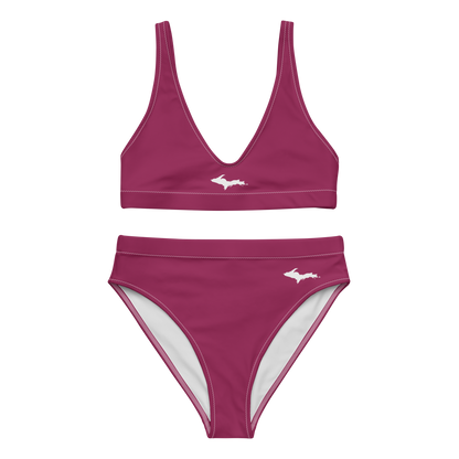 Michigan Upper Peninsula High-Waisted Bikini (w/ Dual UP Outlines) | Ruby Red