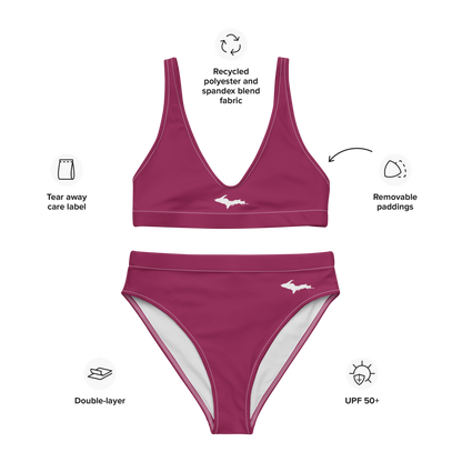 Michigan Upper Peninsula High-Waisted Bikini (w/ Dual UP Outlines) | Ruby Red