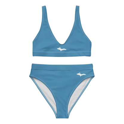 Michigan Upper Peninsula High-Waisted Bikini (w/ Dual UP Outlines) | Lake Michigan Blue