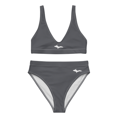 Michigan Upper Peninsula High-Waisted Bikini (w/ Dual UP Outlines) | Iron Ore Grey