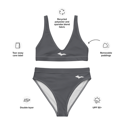 Michigan Upper Peninsula High-Waisted Bikini (w/ Dual UP Outlines) | Iron Ore Grey