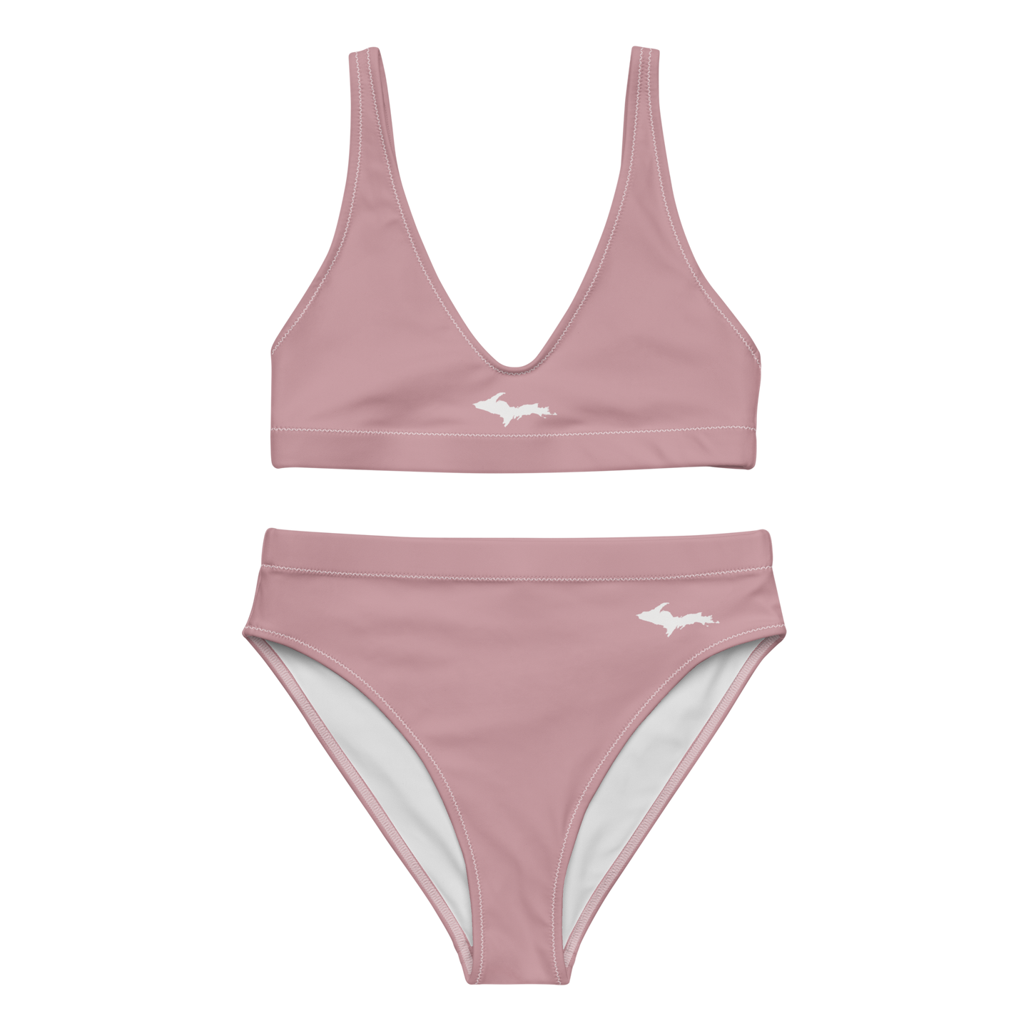 Michigan Upper Peninsula High-Waisted Bikini (w/ Dual UP Outlines) | Cherry Blossom Pink