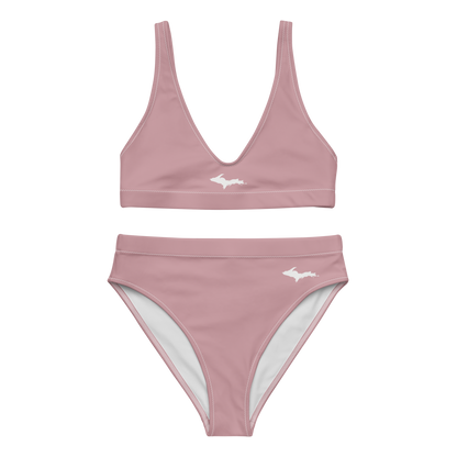 Michigan Upper Peninsula High-Waisted Bikini (w/ Dual UP Outlines) | Cherry Blossom Pink