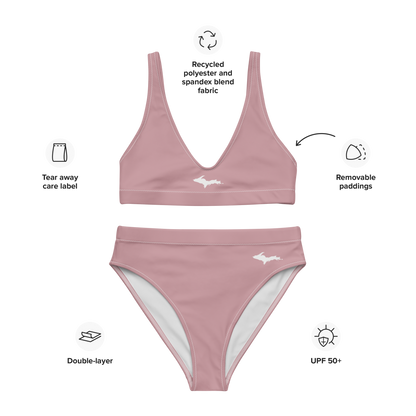 Michigan Upper Peninsula High-Waisted Bikini (w/ Dual UP Outlines) | Cherry Blossom Pink