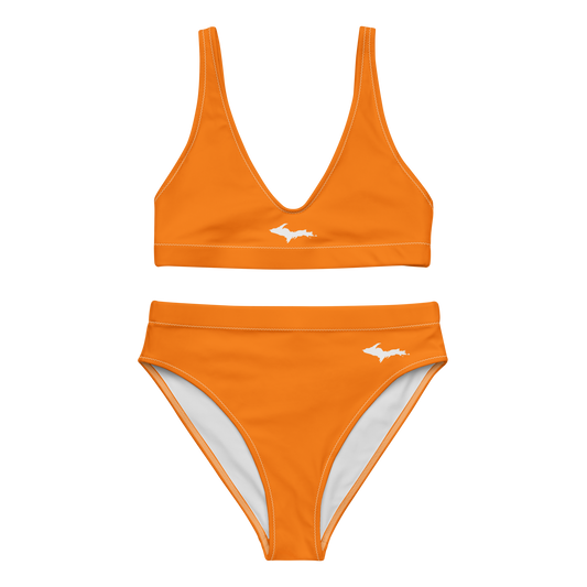 Michigan Upper Peninsula High-Waisted Bikini (w/ Dual UP Outlines) | Safety Orange