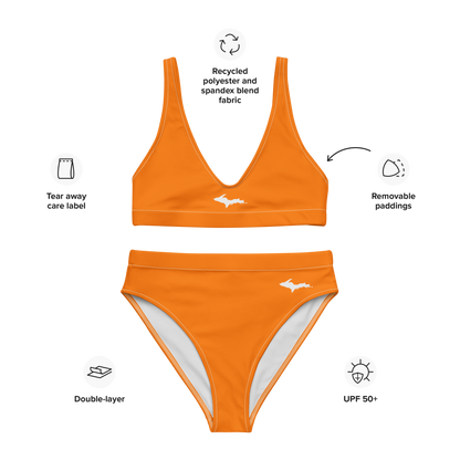 Michigan Upper Peninsula High-Waisted Bikini (w/ Dual UP Outlines) | Safety Orange