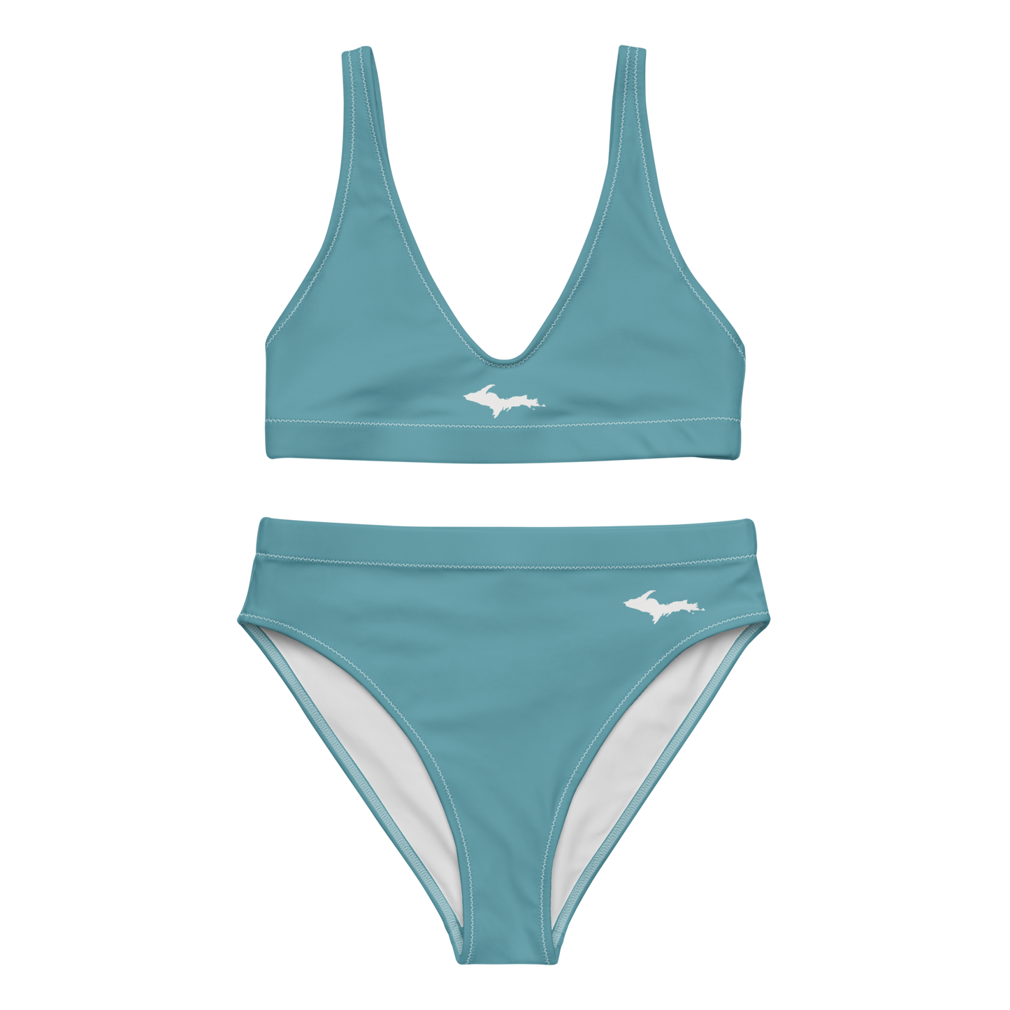 Michigan Upper Peninsula High-Waisted Bikini (w/ Dual UP Outlines) | Lake Huron Blue