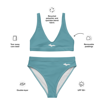 Michigan Upper Peninsula High-Waisted Bikini (w/ Dual UP Outlines) | Lake Huron Blue