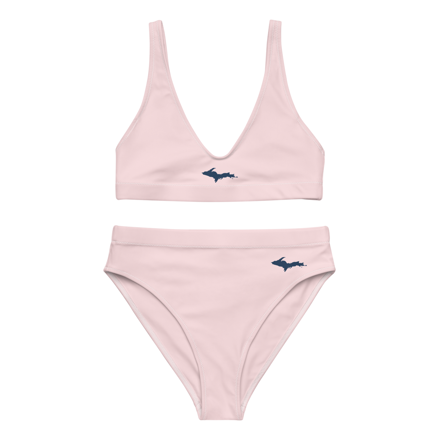 Michigan Upper Peninsula High-Waisted Bikini (w/ Dual UP Outlines) | Pale Pink