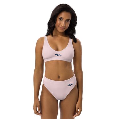 Michigan Upper Peninsula High-Waisted Bikini (w/ Dual UP Outlines) | Pale Pink