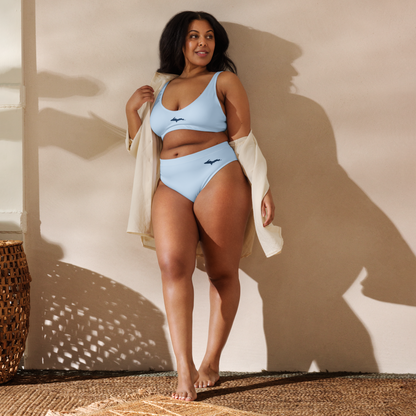 Michigan Upper Peninsula High-Waisted Bikini (w/ Dual UP Outlines) | Light Blue