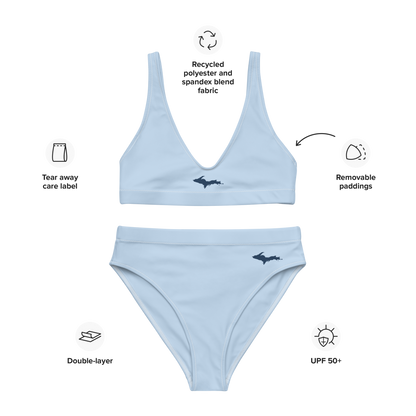 Michigan Upper Peninsula High-Waisted Bikini (w/ Dual UP Outlines) | Light Blue