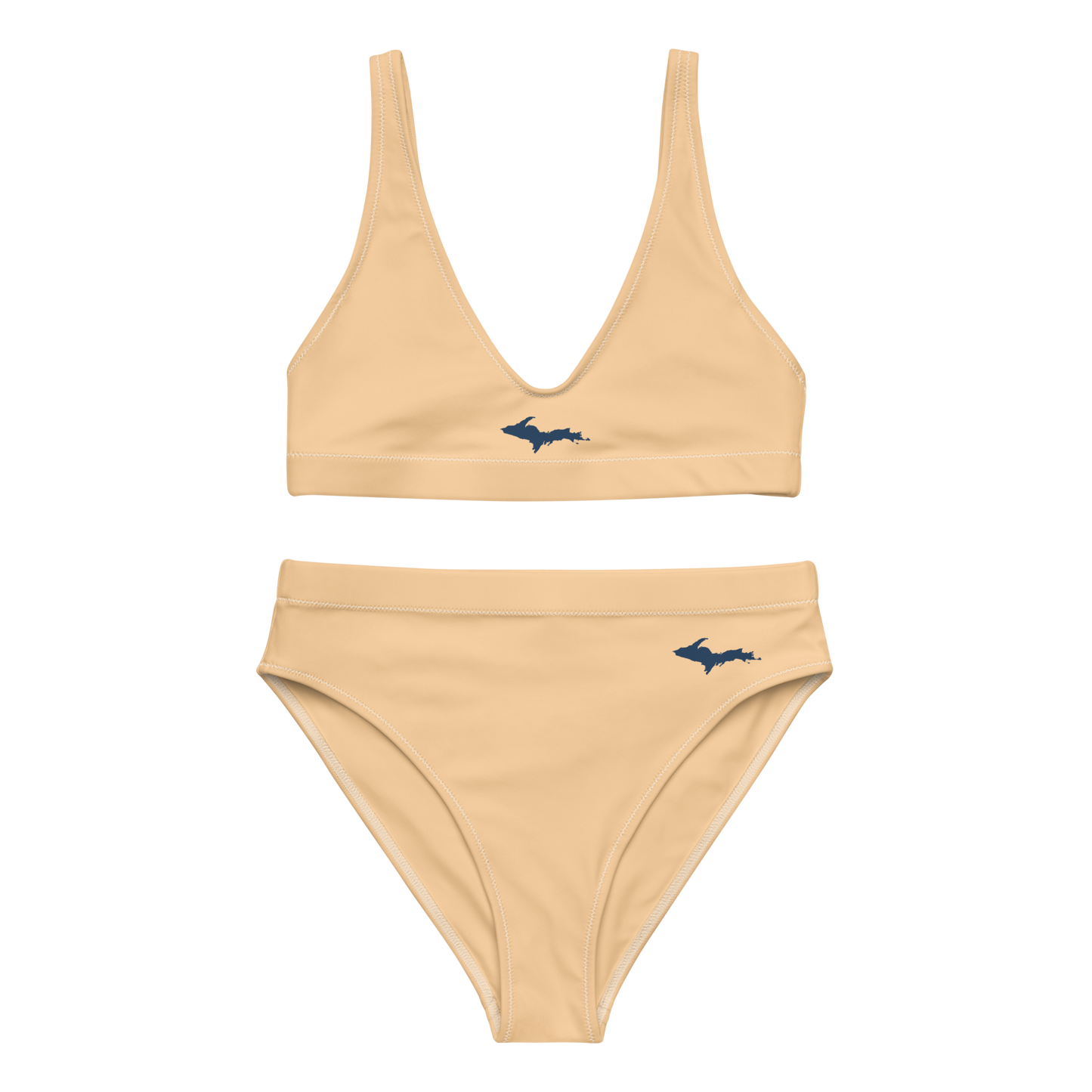 Michigan Upper Peninsula High-Waisted Bikini (w/ Dual UP Outlines) | Pale Apricot