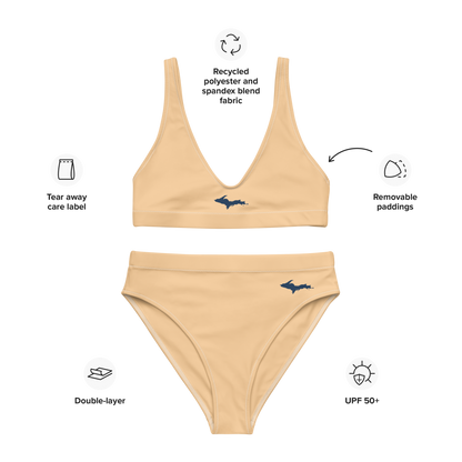 Michigan Upper Peninsula High-Waisted Bikini (w/ Dual UP Outlines) | Pale Apricot