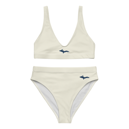 Michigan Upper Peninsula High-Waisted Bikini (w/ Dual UP Outlines) | Ivory White