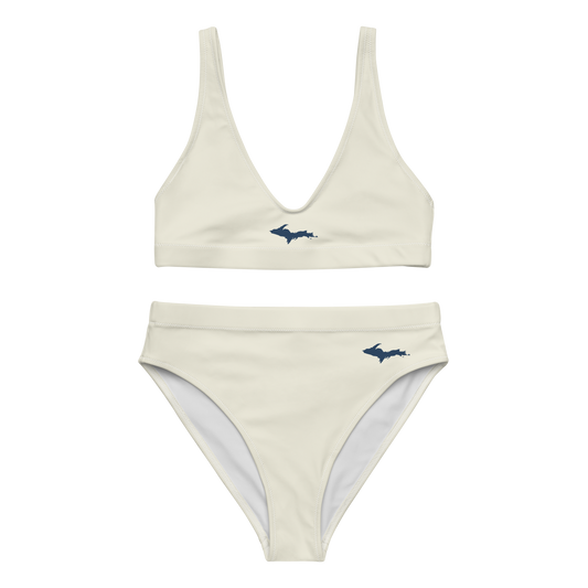 Michigan Upper Peninsula High-Waisted Bikini (w/ Dual UP Outlines) | Ivory White