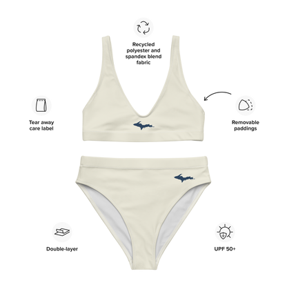 Michigan Upper Peninsula High-Waisted Bikini (w/ Dual UP Outlines) | Ivory White