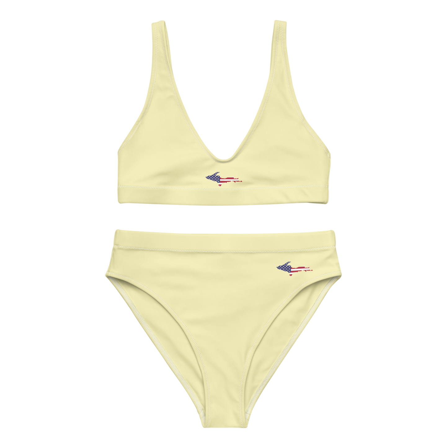 Michigan Upper Peninsula High-Waisted Bikini (w/ UP USA Flag) | Canary Yellow